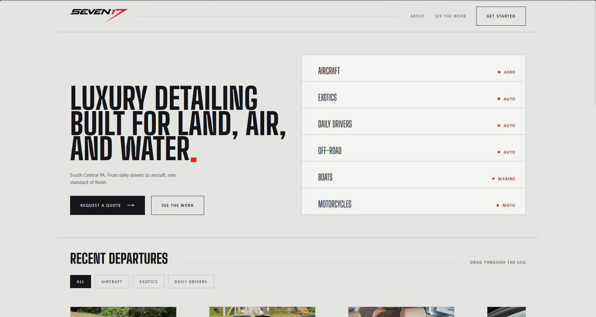 Seven17 Auto & Aero Spa website